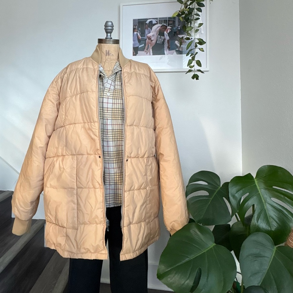 Vintage L.L. Bean Beige Puffer Jacket, Size L/XL